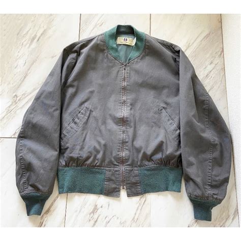 80s made in usa CORINTH MFG. CO. gray emerald green flight jacket ...