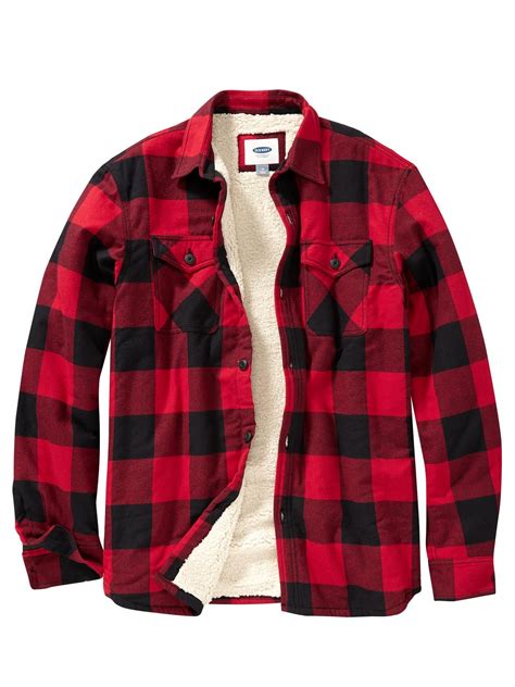 Men's Faux-Shearling-Lined Flannel Shirt Jackets | Old Navy | Lined ...