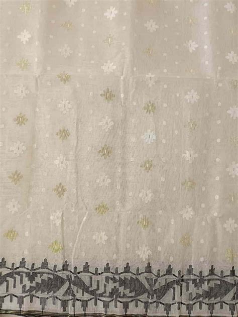 Off-White & Black Traditional Bangladesh Cotton Jamdani saree – Balaram ...