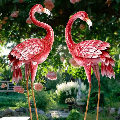 Amazon.com : Kircust Flamingo Garden Statues and Sculptures, Metal ...