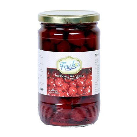 Freshos Maraschino RED Cherries w/ STEM (Net Wt 720 Drained Wt,390g ...