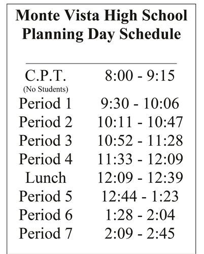 Monte Vista High School - Bell Schedules