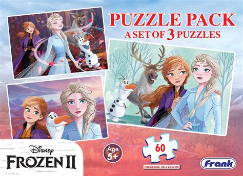Buy Frank Disney Frozen 2 (60 Pieces) 3 in 1 Jigsaw Puzzle for Kids ...