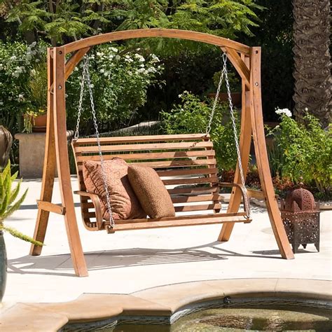 ModernLuxe SAN JUAN SWING SUPPORT 2 -person Teak Wood Outdoor Swing in ...