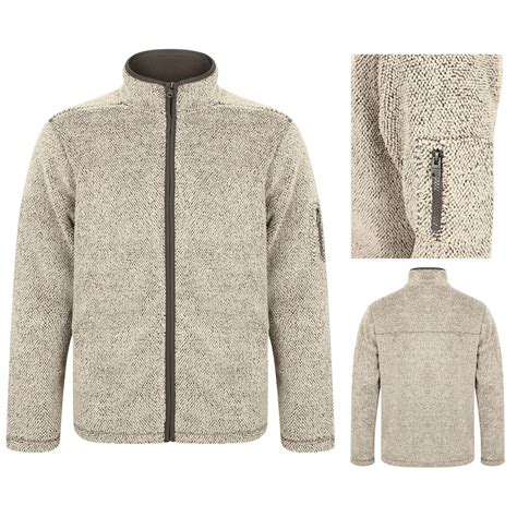 Men's Fleece Lined Jacket Full Zip Funnel Neck Casual Winter Sweatshirt ...