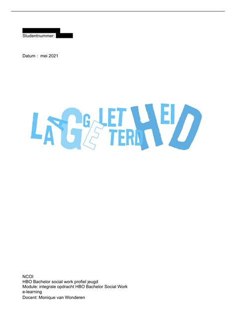 Integrale opdracht HBO Bachelor Social Work fase 1 - Integrale opdracht ...