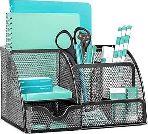 VSPARKEX Metal Mesh Pen Pencil Holder/Stand with 7 Compartment And ...