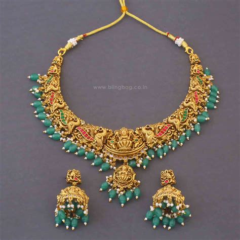 Mint Narayaniya Hasli Temple Jewellery Set - New Arrival – Bling Bag