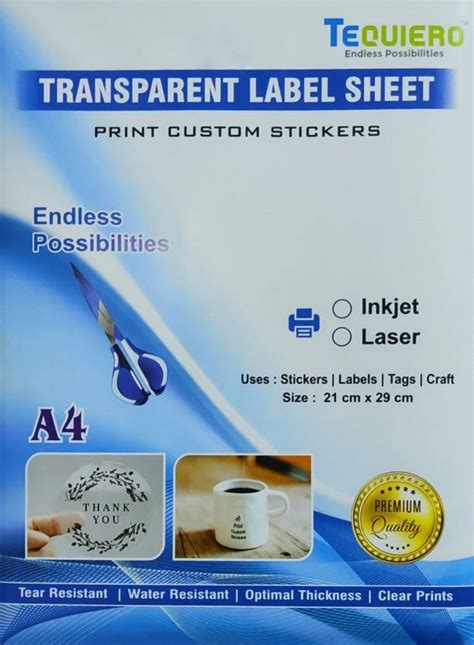 Flipkart.com | Tequiero Clear Transparent Sticker Paper for Inkjet ...