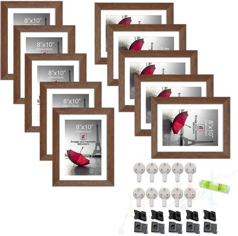 Art Street Set of 10 Individual Wall Photo Frame Brown 8x10 Inches ...