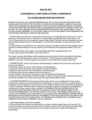 Fillable Online franz inc. commercial end user license agreement ...