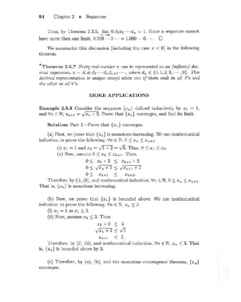 Toaz - nice - 94 Chapter 2 • Sequences Thu s, by Theorem 2.3, lim O 1 d ...
