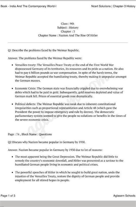 Nazism and the rise of hitler all questions answer - Brainly.in