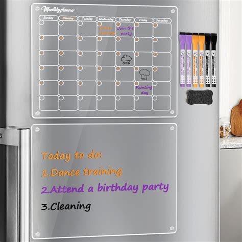 Amazon.com: Acrylic Magnetic Dry Erase Board Calendar for Fridge 2 Pcs ...