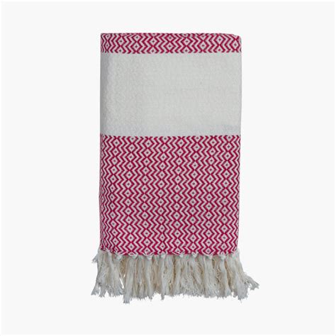 Buy PORTICO Huck A Back Red Textured Cotton Bath Towel - 75x150cm from ...