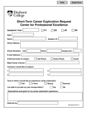 Fillable Online STCE Form - Elmhurst College Fax Email Print - pdfFiller