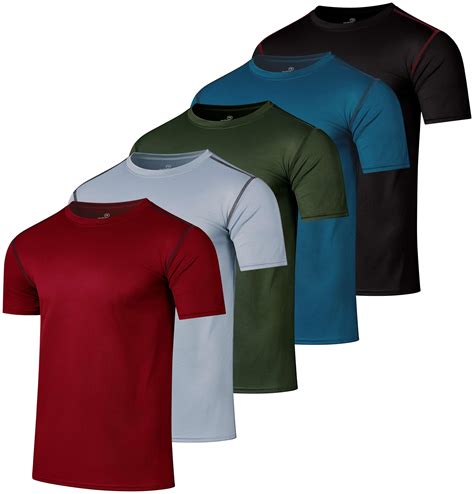 Real Essentials 5 Pack Men’s Active Quick Dry Mesh Crew Neck T Shirts ...