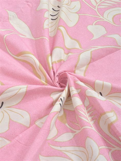 Pink Floral 300 TC Cotton Blend Double Bedsheet with 2 Pillow Covers ...