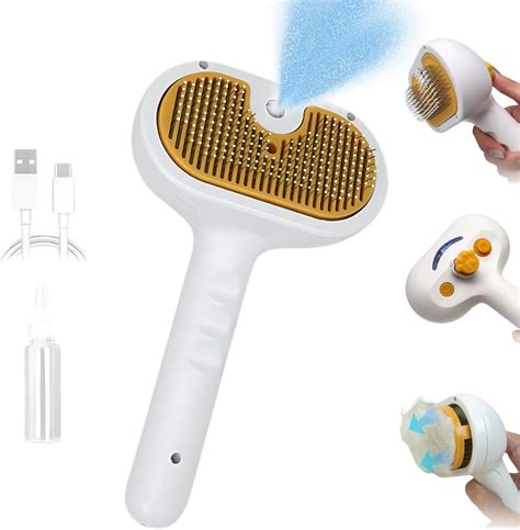 Amazon.com: Pet Grooming Brush with Electronic Mist Spray - Gentle ...