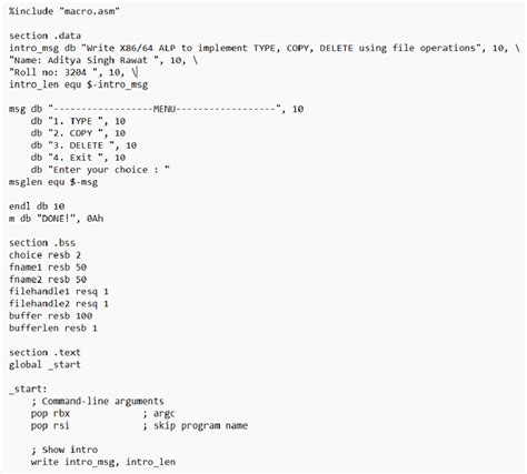 Ass9 - Practical Implementation of TYPE, COPY, DELETE in ALP - Studocu