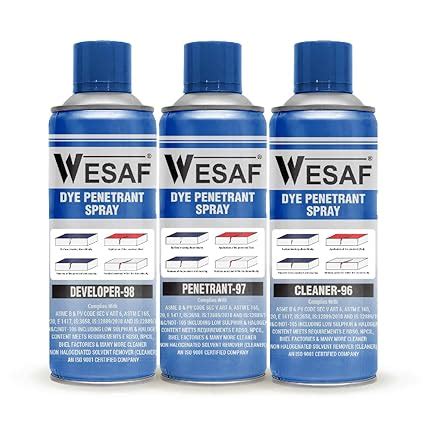 Wesaf Non Destructive Liquid Dye Penetrant Test Spray Kit (DPT Spray ...