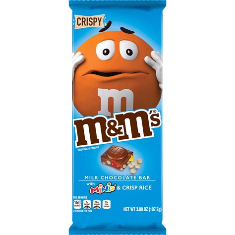 M&M'S Milk Chocolate Bar with MINIS & Crisp Rice, full size candy bar ...
