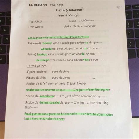 Spanish Diary Entry/ Note 3