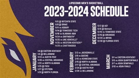 Lipscomb Men's Basketball Releases 2023-2024 Schedule - Robertson ...