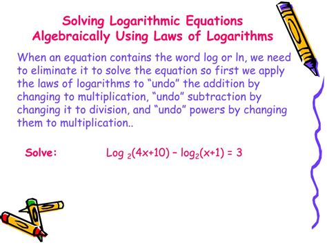 Image result for Solving Equations Using Laws of Logarithms