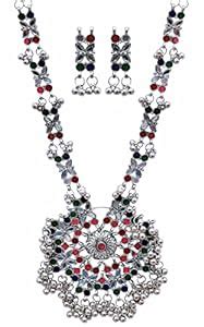 Buy Traditional Antique Oxidised Silver Ethnic Fashion Mirror Pendant ...