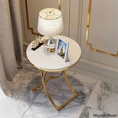 Accent Modern Bedside Round Table Engineer Wood