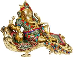 Explore india Brass Lord Ganesha Resting On Couch Statue Idol Showpiece ...