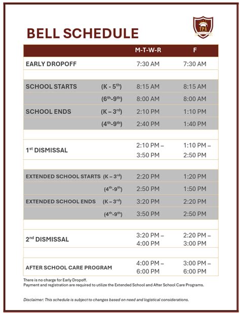 Daily Bell Schedule - TPA K12