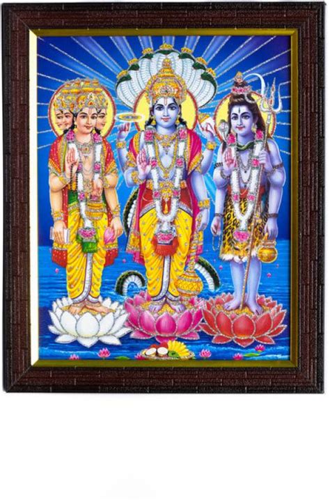 Cherriee Brahma Vishnu Mahesh photo frame for pooja, wall decor ...