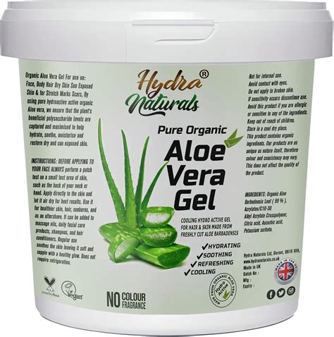 Hydra Naturals Aloe Vera Gel 1000ml Large XXL Size for Hair, Skin, Face, Sunburn, Dry Skin ...