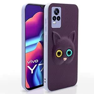 Pikkme Vivo Y73 Back Cover for Girls | Cute Cat Leather Finish | Soft ...