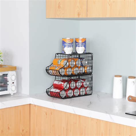 Buy 2 Pack Soda Can Dispenser with Lid Stackable Canned Food Organizer ...