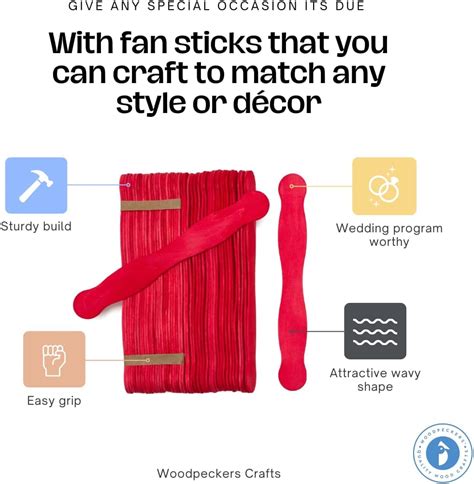 Buy Wooden Red 8 Fan Handles, Wedding Programs, Paint Mixing, Pack 1000 ...
