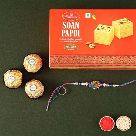 Send Sneh Stunning Rakhi With Soan Papdi & Ferrero Rocher Qatar Online ...