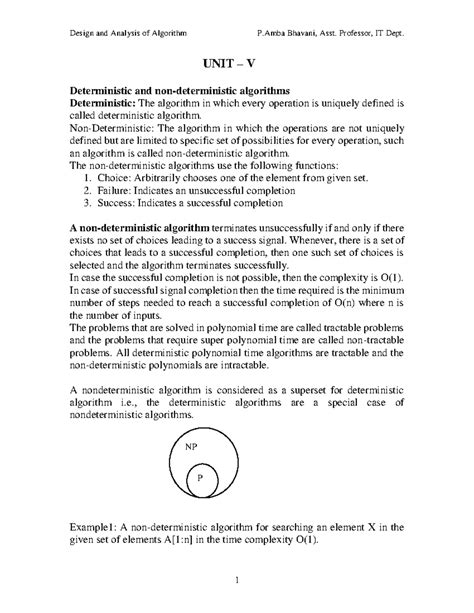 Daa UNIT5 notes - UNIT – V Deterministic and non-deterministic ...