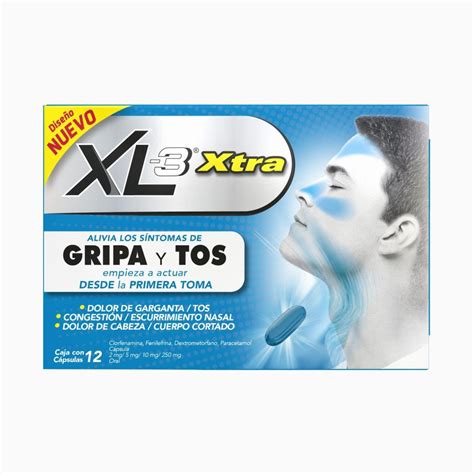 XL 3 Xtra Alivia Gripe y Tos 12 Cápsulas - Soriana | Farmacia Soriana