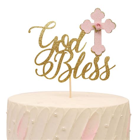 Buy Girl God Bless Cake Topper - Baptism Cake Topper with Cross ...