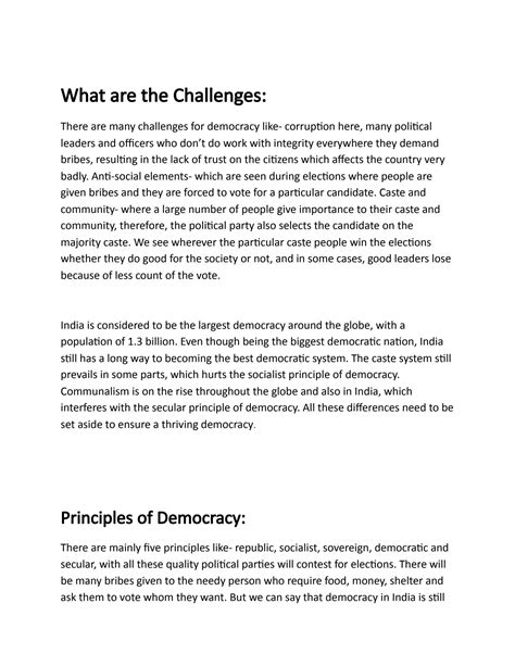 SOLUTION: What is democracy? Importance of Democracy - Studypool