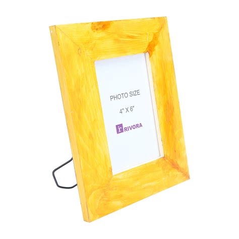 Wood Photo Frame With Hand Painted Transparent Yellow Colour | Photo ...