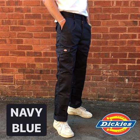 NAVY BLUE DICKIES CARGO PANTS Straight leg cargo... - Depop