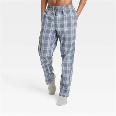 Men's Plaid Poplin Pajama Pants - Goodfellow & Co Dusty Blue M 1 ct | Shipt