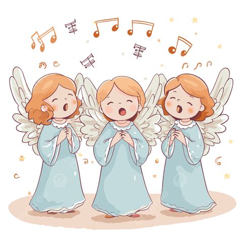 รูปเทวดาร้องเพลง เวกเตอร์ PNG , สติ๊กเกอร์ นางฟ้าสามองค์ร้องเพลงพร้อม ...