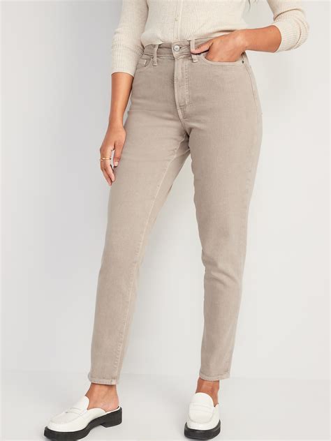 Curvy High-Waisted OG Straight Beige Ankle Jeans | Old Navy