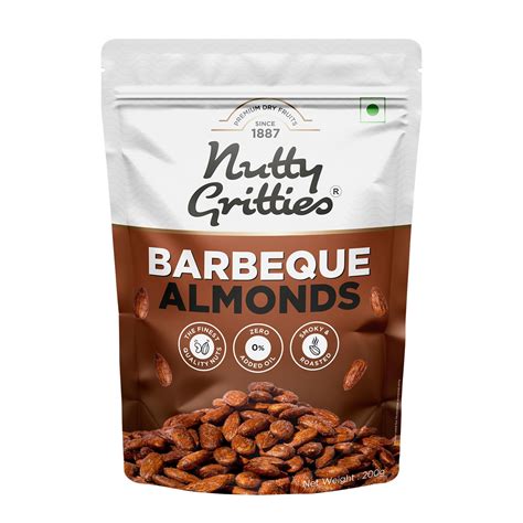 Nutty Gritties Barbeque Almonds, Dry Roasted Non Fried and Zero Oil - 200g