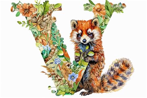 V Letter Animal Clipart Isolated on White Background | Premium AI ...